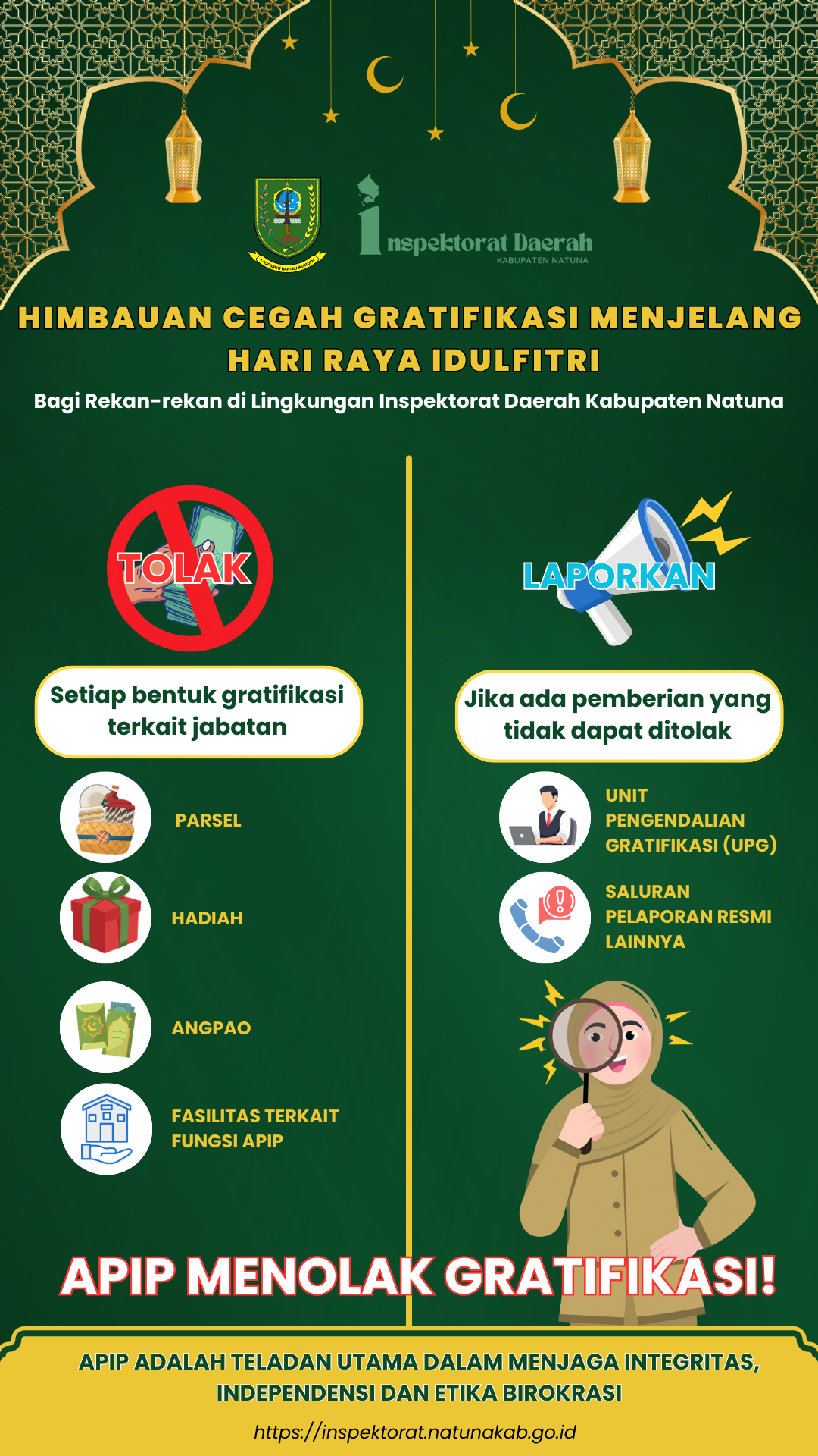 Poster edukasi antigratifikasi Inspektorat Daerah Kabupaten Natuna