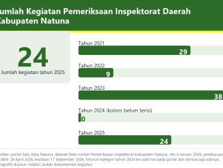 Infografik jumlah kegiatan pemeriksaan Inspektorat Daerah Kabupaten Natuna tahun 2021 sampai 2025 menurut portal Satu Data Natuna