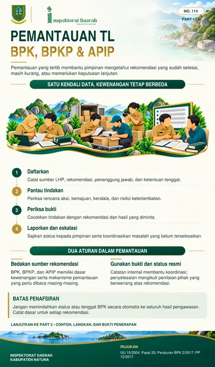 Pemantauan Rekomendasi BPK, BPKP & APIP